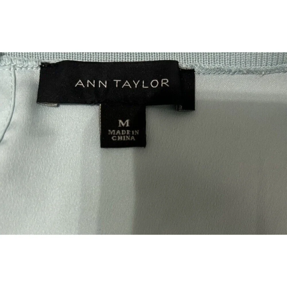 Ann Taylor Sweater Blue Merino Wool Knit Button Back Blouse Long Sleeve… - Picture 7 of 9